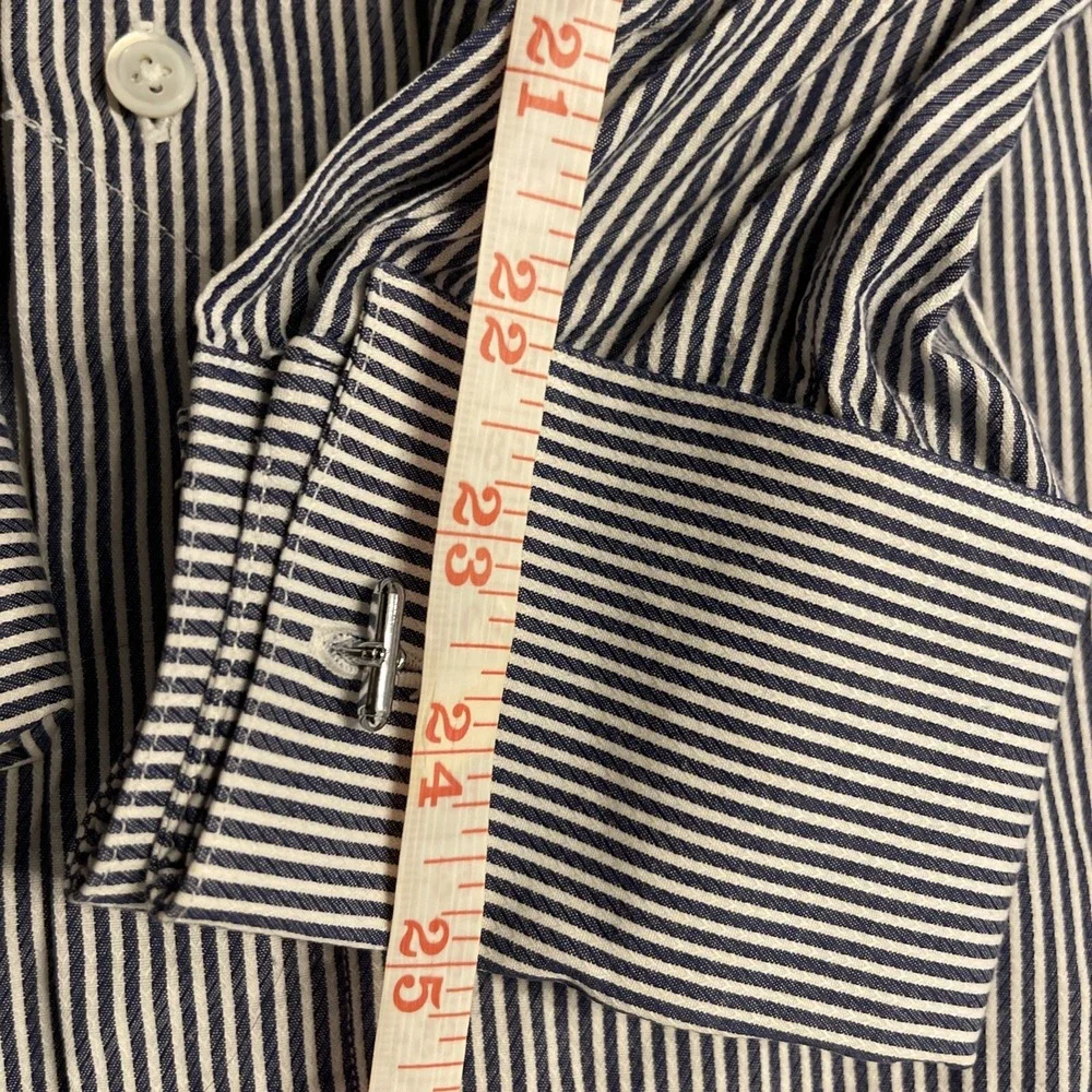 Ike Behar Neiman Marcus Mens French Cuff Pinstripe Dress Shirt cufflink Work‎